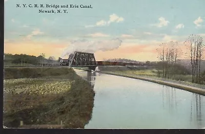 N.Y.C. Rail Road Bridge & Erie Canal Newark N.Y. Train 1912 Postcard Free S/H • $7.99