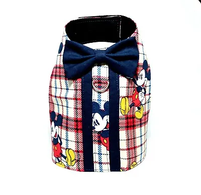 Mickey Mouse Dog Harness Vest Bow Tie * 4 Sizes: Teacup Petite Small Med • $21.99