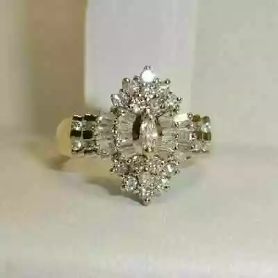 2 Ct Marquise Simulated Diamond 14K Yellow Gold Plated Engagement Wedding Ring • $79.35