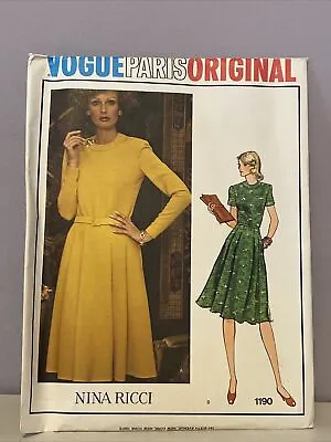 Vintage Vogue Paris Original Pattern 1190 Dress Nina Ricci Sz12 Cut/complete • $14.99
