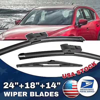 24 18 14  Front+Rear Wiper Blades For Mazda CX-5 2017-2021 Windshield Windscreen • $18.19