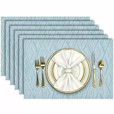 Set Of 6 Placemats For Dining Table Heat Resistant Place Mats Diamond Blue New • $20.99