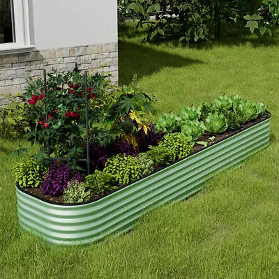 Garden Metal Raised Vegetable Planter Outdoor Flower Trough Herb Grow Bed Box • £68.95