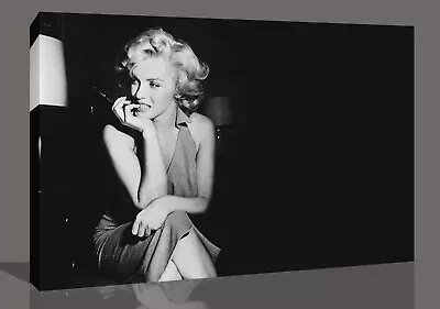 Black  & White Marilyn Monroe Canvas Wall Art Picture Print • £22.49