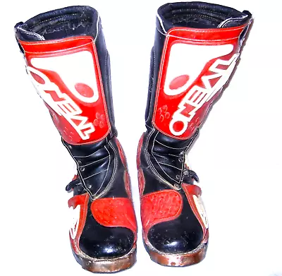 O'Neal Motocross Boots Sz 11 Men's - Black Red White  - Great Leather & Buckles • $69