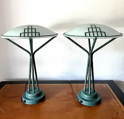 Vintage Pair Of Modern Memphis Style Lamps Circa 1990s • $325