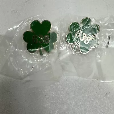 2X New York Steamfitters Local Union 638 Pin Button Shamrock Clover Green Award • $17.98