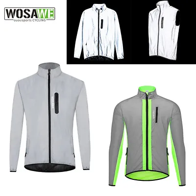 WOSAWE Full Reflective Jackets Men Waterproof Cycling High Viz Bike Windbreakers • $32.36