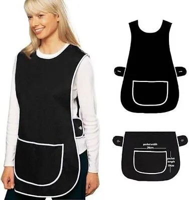 Ladies Tabard Women's Tabard Apron With Pocket Kitchen Cleaning Chef Work Were • £5.99