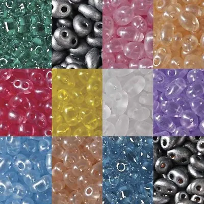 $1.99 • Buy 2.5x5mm 2 Hole Twin Beads Czech Glass Seed Beads 23 Gram Tube