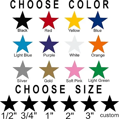 $14.99 • Buy Star Stickers! Pick Your Size And Color! Permanent Outdoor Glossy Vinyl Decals.