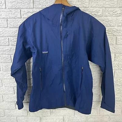 PATAGONIA Blue Lightweight Rainshadow Hooded Waterproof Jacket Mens Large • $120