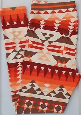 TC Lularoe Tall & Curvy Leggings Aztec Tribal Southwest Arrow Orange Brown • $19.99