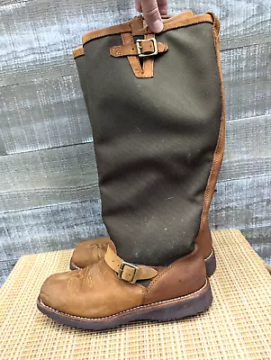 Mens Chippewa 25115 Brown Leather Tall Snake Proof Pull On Boots Size 10 Wide • $97.50