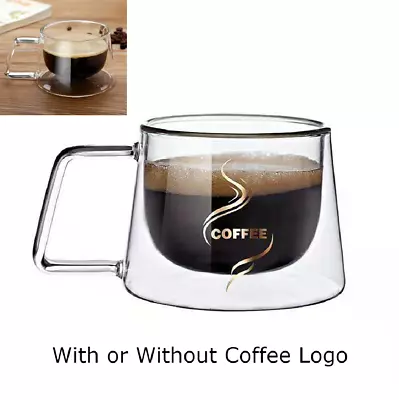 Double Wall Insulated Glass Coffee Glass Mug Tea Cup With Handle 200ml / 270ml • $18.59