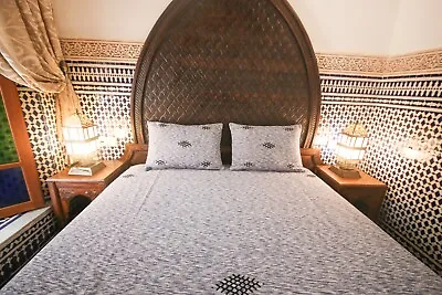 Moroccan Set Throw Blanket Pillow Covers - Grey White - Merino Wool - 6.5 X 8.6 • $120
