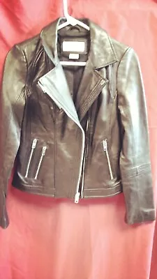 Michael Kors  Black Leather Motorcycle Jacket Size XS • $35