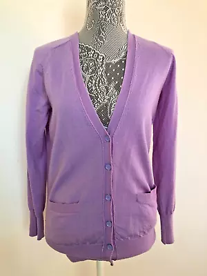 J.Crew Merino Wool Long Cardigan Sweater Lilac Lavender Button Down Size M • $19