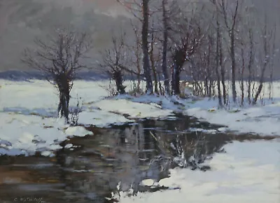 Constantin Alexandrovitch Westchiloff “Moonlit Meadows In The Snow” • $7000