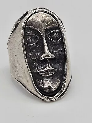 Vintage Modernist Sterling Silver Face Ring Size 8 • $379