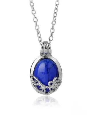 The Vampire Diaries Katherine Pierce Silver Blue Lapis Pendant & Chain Set Gift • £6.99