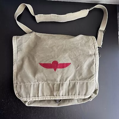 Vintage 80's Israeli Paratrooper Bag Military Canvas Messenger -Banana Republic • $36