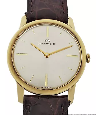 Tiffany Movado 14k Gold Large Round Vintage Mens Wrist Watch • $285