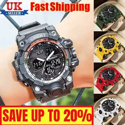 Mens Waterproof Watch Sport Military Analog Quartz Digital Wrist Watches HOT • £9.19