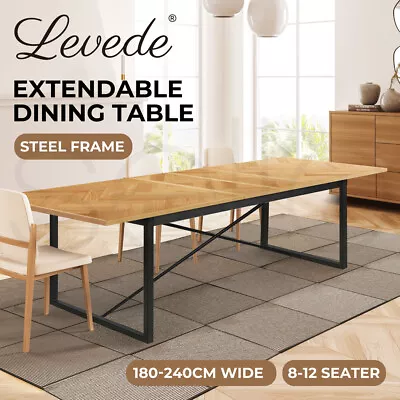 Levede Dining Table 1.8-2.4M Extendable Wooden Rectangle Kitchen Coffee Tables • $539.99