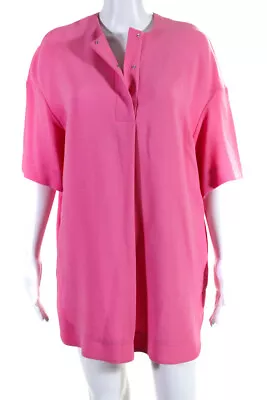 Marimekko Womens Short Sleeve Button Up T Shirt Mini Dress Pink Size 34 • $42.69