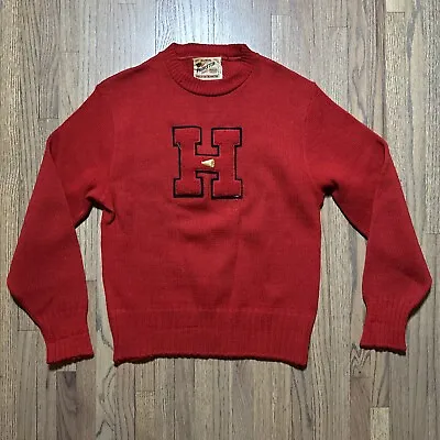 1940s PRINCETON Award H Letter Sweater Knitting Masters Wool Football Baseball • $74.99