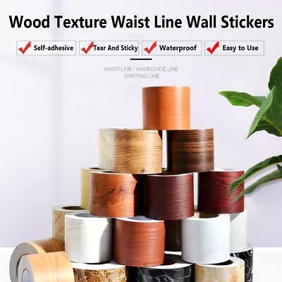 Self-adhesive Wall Border Stickers Waist Line Wallpaper Wood Baseboard • £3.97