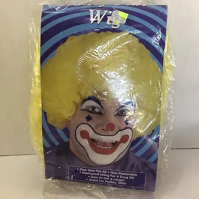 Economy Yellow Afro Wig ~ HALLOWEEN 60s 70s DISCO CLOWN COSTUME PARTY CURLY FRO • $4.99