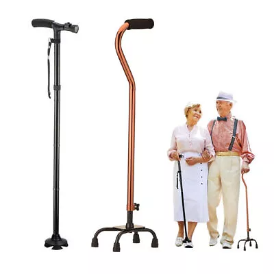 Quad Cane Small Base Bariatric Walking Aid Medical Mobility Adjustable • $22.59