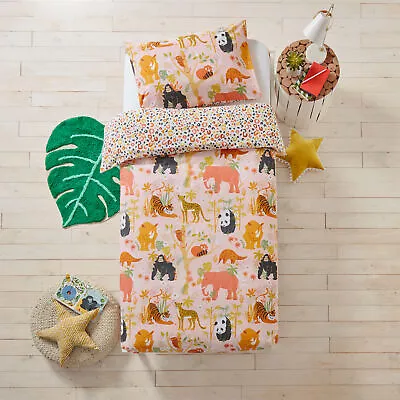 Little Furn  Endangered Kids Safari Animal 100% Cotton Duvet Cover Set • £16