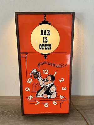 Vintage Spartus “BAR IS OPEN” Wall Clock 6070 (No Hands) CLOCK WORKS See Video • $55