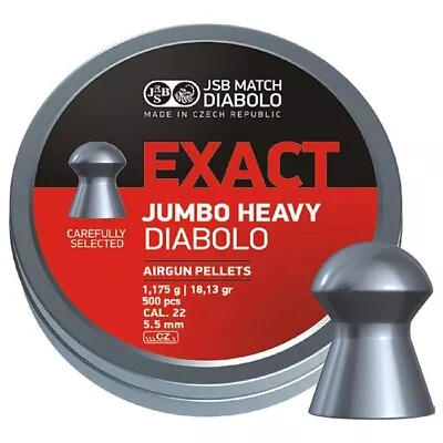 JSB Exact Jumbo Heavy Diabolo Pellets .22 5.52mm Air Gun Air Rifle 500 TIN • £23