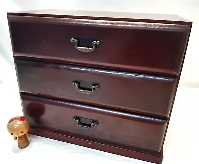 Vintage Keyaki Wood Jewellery Box Japanese Dresser Drawers Circa 1960s #100 • $130