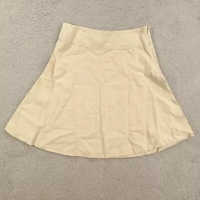 Merona Skirt Womens 12 Beige 100% Linen Side Zip Skater • $10.79