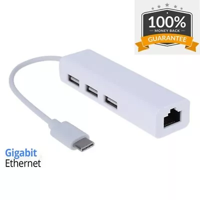$14.95 • Buy USB Type C 3.1 Male To USB A Female 3 Port Hub Ethernet Adapter Gigabit