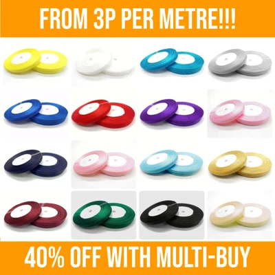 £2.52 • Buy 46 Metres - Organza Ribbon Rolls - Woven Edge Sheer Chiffon - 10mm, 15mm, 25mm