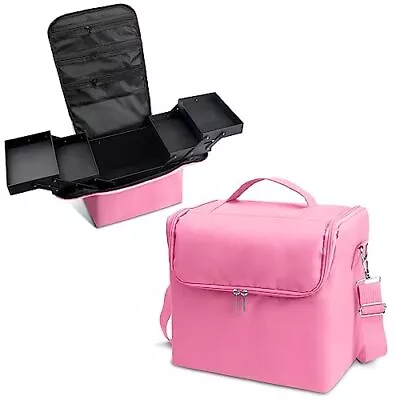 KZAOPZ Large Makeup Train Case 4 Trays Professional Nail Organizer Case For N... • $36.38