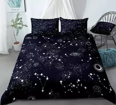 Celestial Sun Moon Stars Night Sky Starry Duvet Cover Quilt Cover Set Bedding • $80