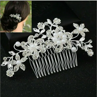 £8.99 • Buy Bridal Wedding Crystal Jewel Diamante Hair Comb Hair Clip Slide Fascinator UK