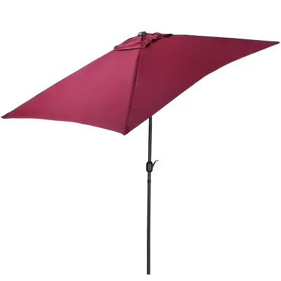 2x3M Garden Parasol Sun Shade Aluminium Umbrella Crank Outdoor Patio With Base • £65.95