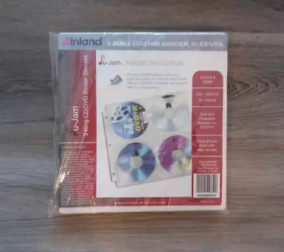 Inland 3 Ring CD/DVD Storage Binder Sleeves 25 Sheets For 200 Discs New • $25