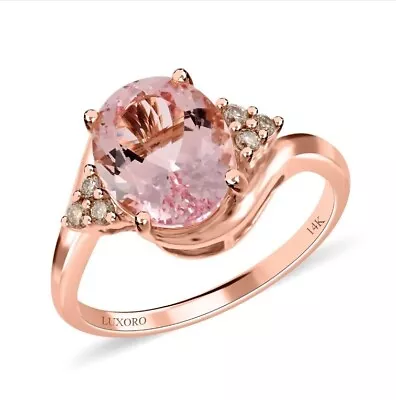 Pink Morganite Engagement Ring 14K Rose Gold Plated Oval Shape Wedding Ring • $288.42