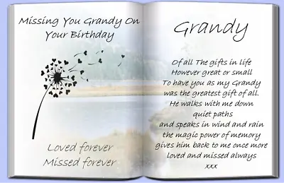 Dad Gramps Grandy Memories Bereavement Birthday Graveside Memorial Card M70 • £4.03