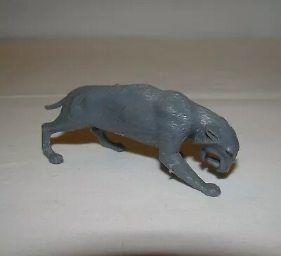 Vintage Marx Mpc ~ Smilodon ~ Dark Gray Prehistoric Play Set Dinosaur Toy • $11.99