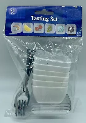 Tasting Party Appetizer Dessert Set Of 6 Mini Plates Bowls Forks & Spoons • $8.99